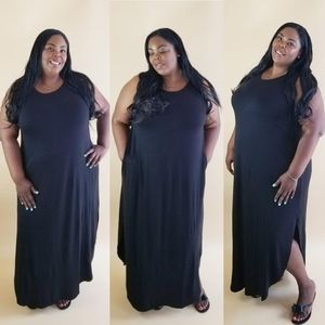 Sleeveless Scope Hem Maxi Dress Black